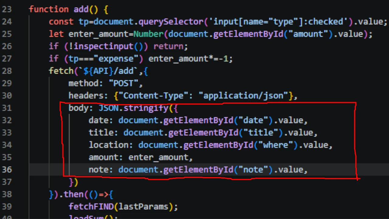 Jsonデータを送るJSの画像